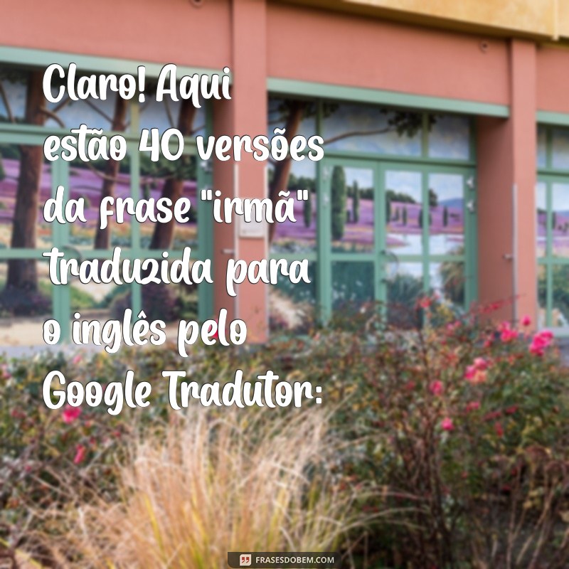 irmã em inglês google tradutor Claro! Aqui estão 40 versões da frase 