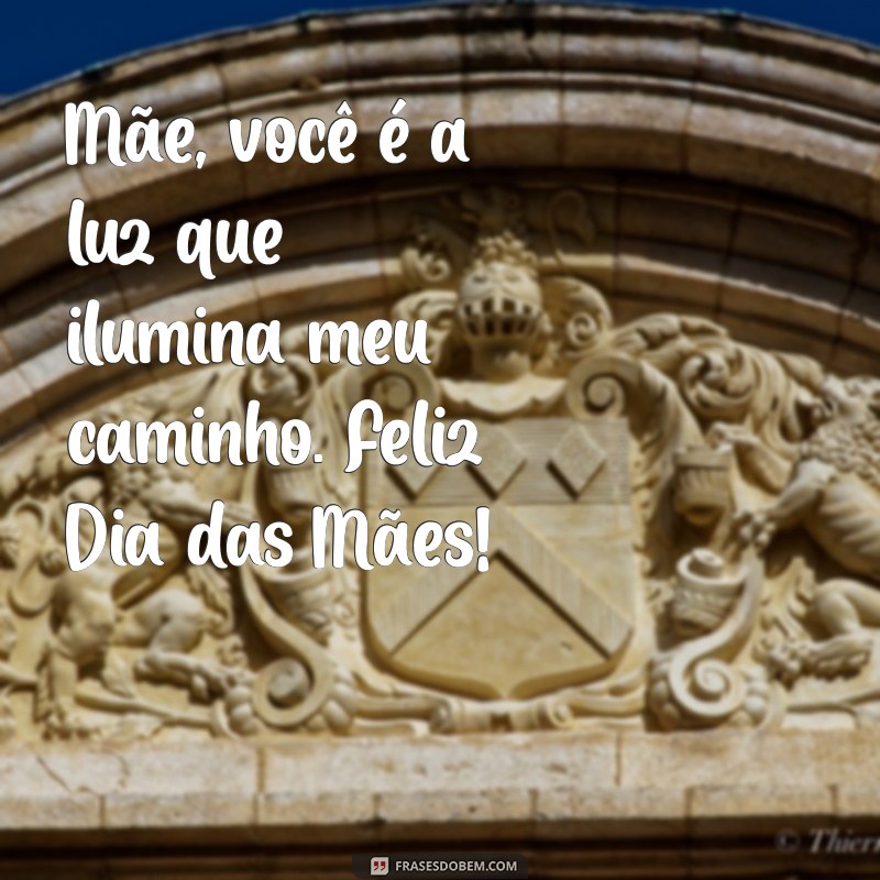 feliz dia das maes msg Mãe, você é a luz que ilumina meu caminho. Feliz Dia das Mães!