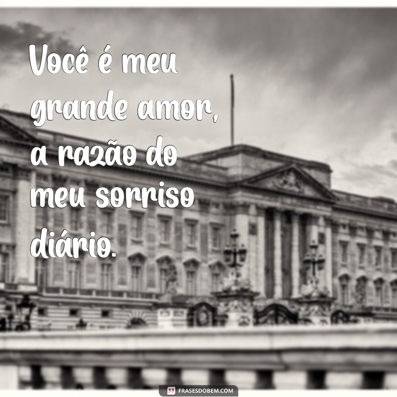 você e meu grande amor Você é meu grande amor, a razão do meu sorriso diário.