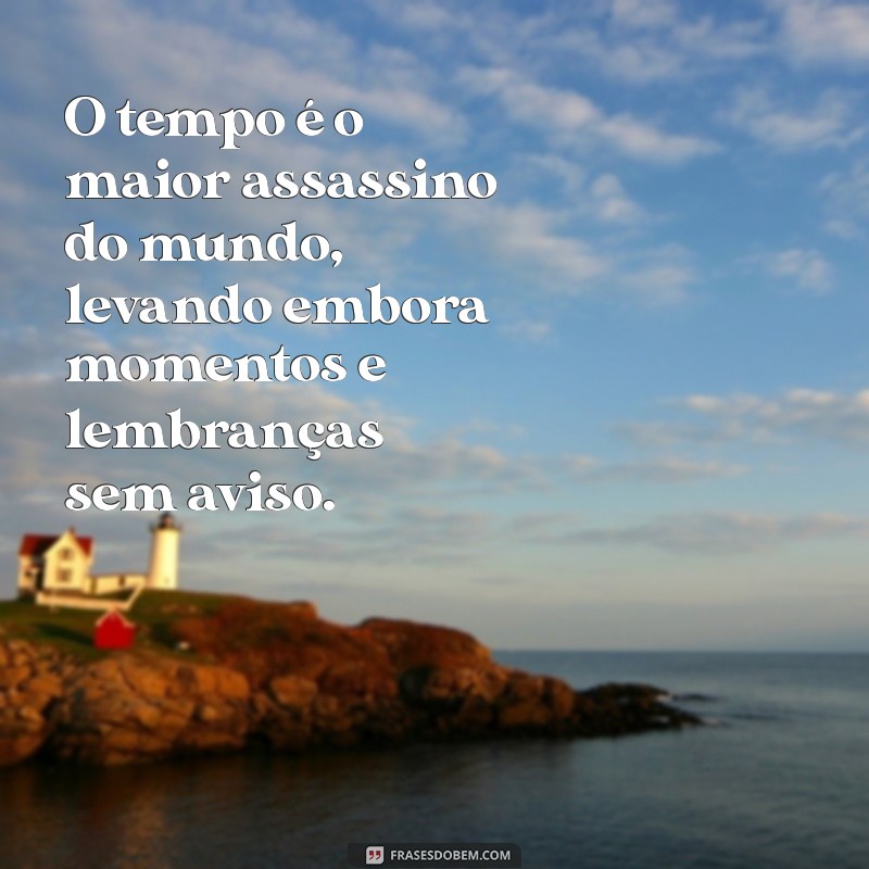 maior assassino do mundo O tempo é o maior assassino do mundo, levando embora momentos e lembranças sem aviso.