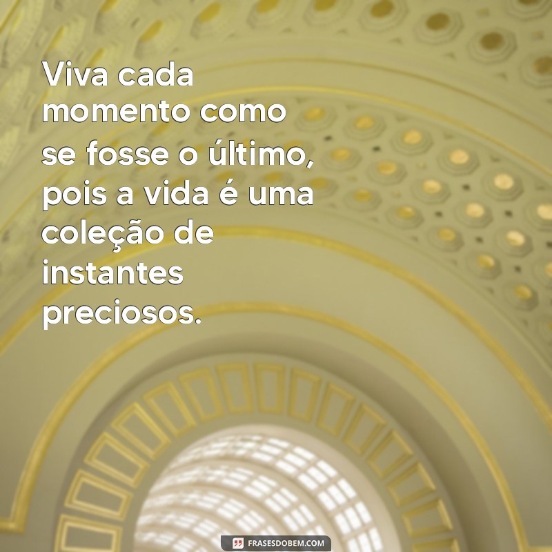 viva la vida frases Viva cada momento como se fosse o último, pois a vida é uma coleção de instantes preciosos.