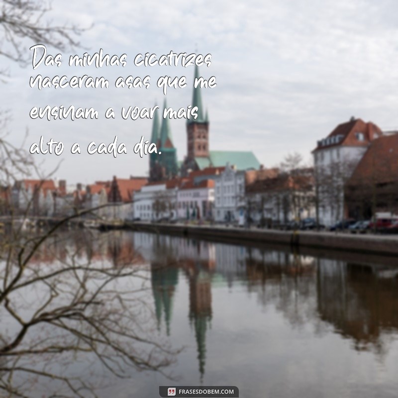 das minhas cicatrizes nasceram asas frases Das minhas cicatrizes nasceram asas que me ensinam a voar mais alto a cada dia.