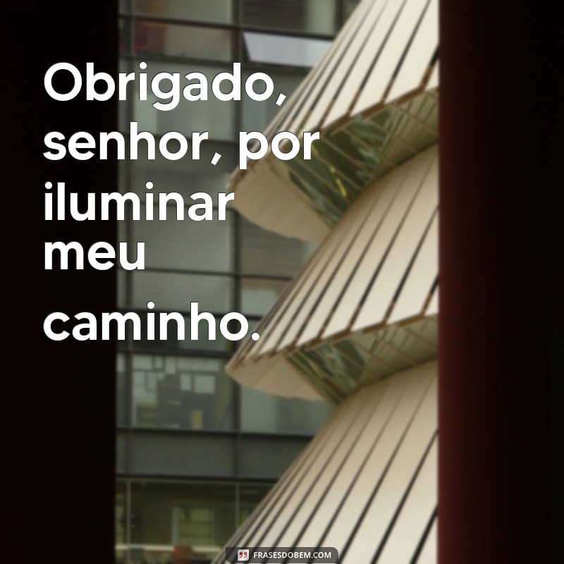 frases obrigado senhor Obrigado, senhor, por iluminar meu caminho.