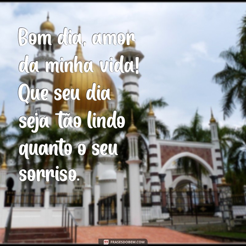 msg bom dia carinhoso Bom dia, amor da minha vida! Que seu dia seja tão lindo quanto o seu sorriso.