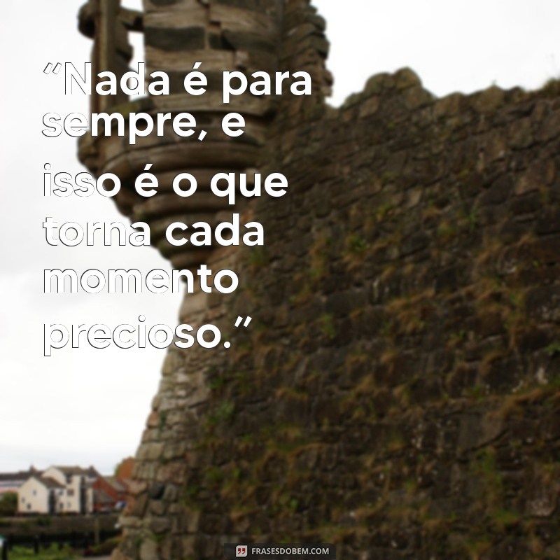 frases nada é para sempre “Nada é para sempre, e isso é o que torna cada momento precioso.”