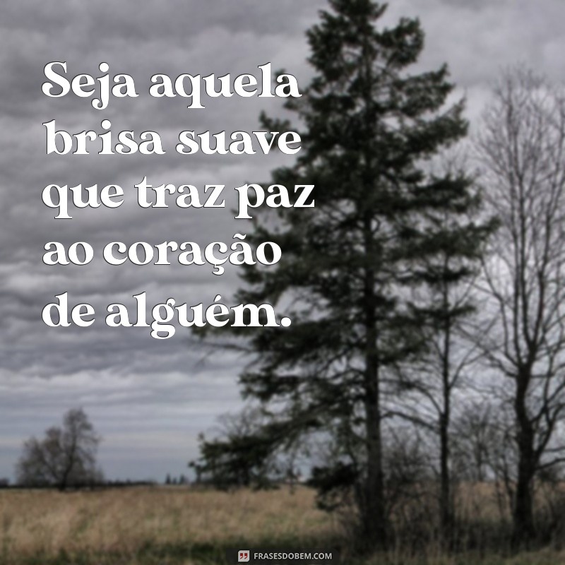 seja calmaria na vida de alguém Seja aquela brisa suave que traz paz ao coração de alguém.