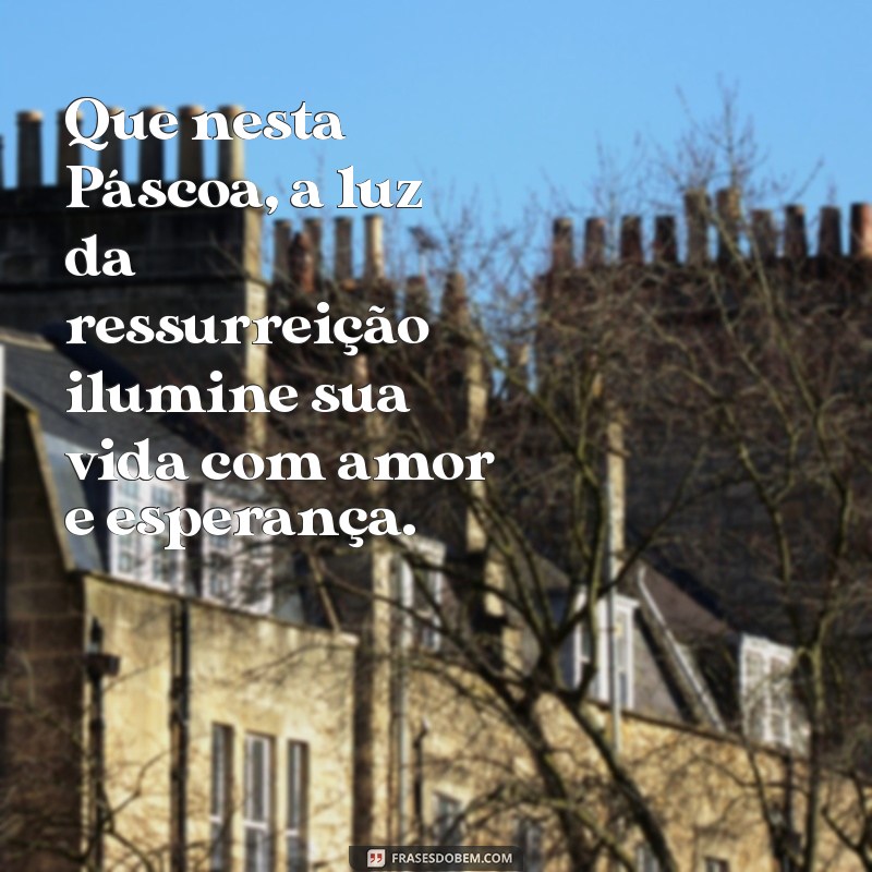 mensagem espirita de pascoa Que nesta Páscoa, a luz da ressurreição ilumine sua vida com amor e esperança.