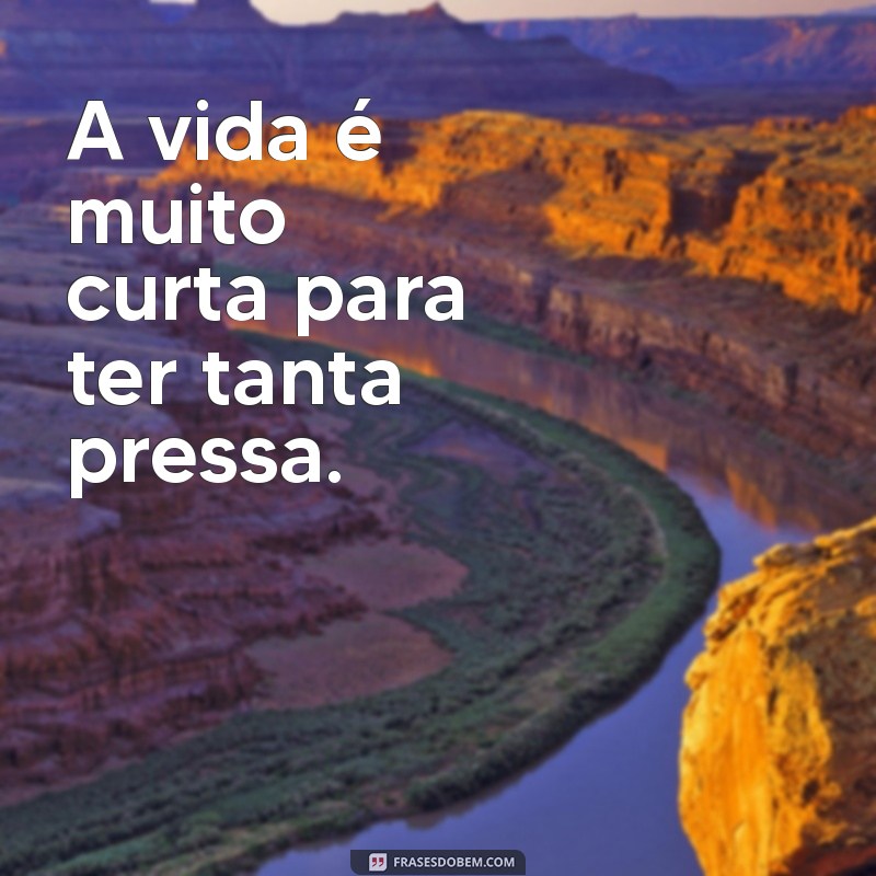 muita pressa A vida é muito curta para ter tanta pressa.