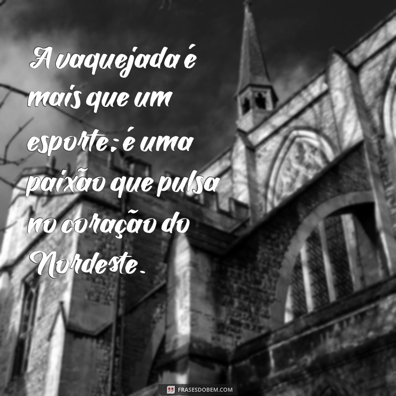 frases sobre vaquejada A vaquejada é mais que um esporte; é uma paixão que pulsa no coração do Nordeste.