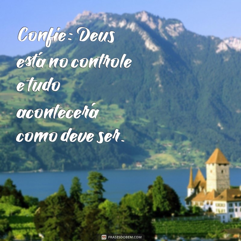 frases vai dar tudo certo deus está no controle Confie: Deus está no controle e tudo acontecerá como deve ser.