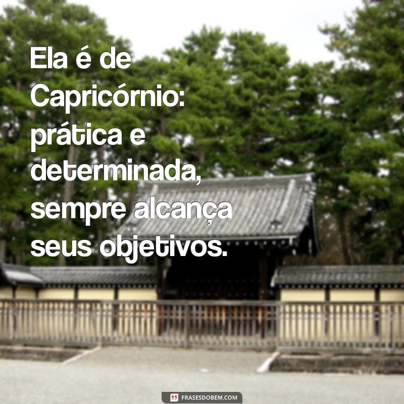 ela é de capricórnio frases Ela é de Capricórnio: prática e determinada, sempre alcança seus objetivos.