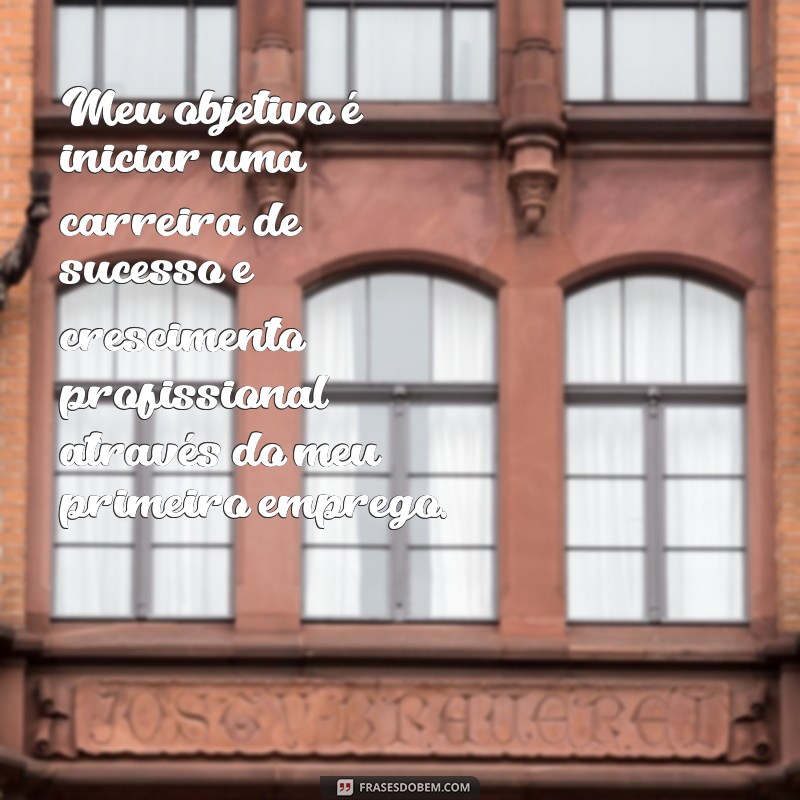 frases de objetivo para primeiro emprego Meu objetivo é iniciar uma carreira de sucesso e crescimento profissional através do meu primeiro emprego.