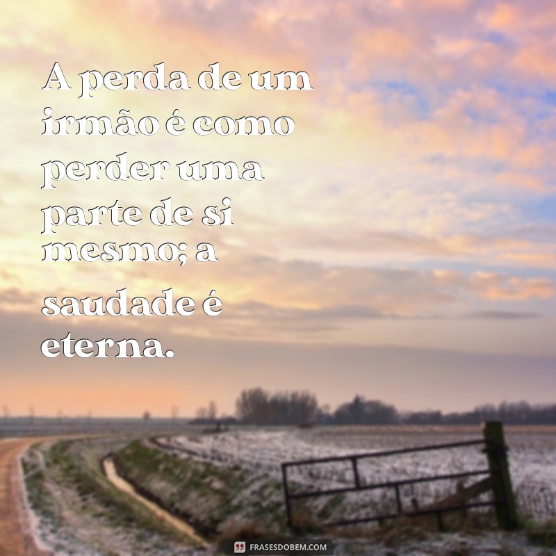 luto por irmão A perda de um irmão é como perder uma parte de si mesmo; a saudade é eterna.