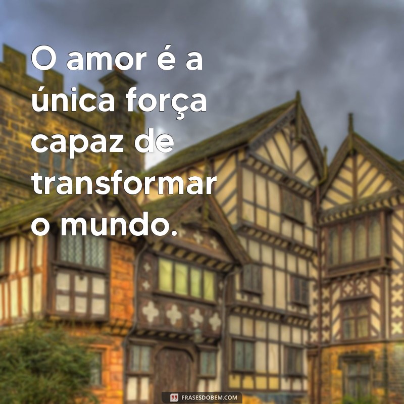 frases sobre o amor O amor é a única força capaz de transformar o mundo.