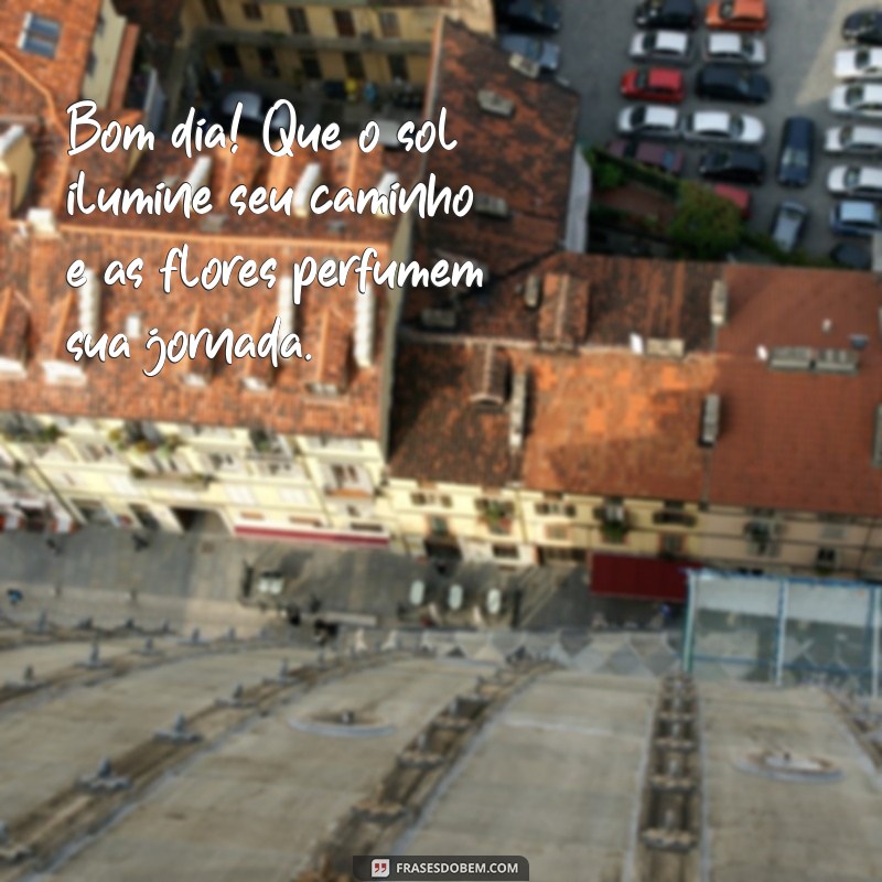 bom dia com sol e flores Bom dia! Que o sol ilumine seu caminho e as flores perfumem sua jornada.