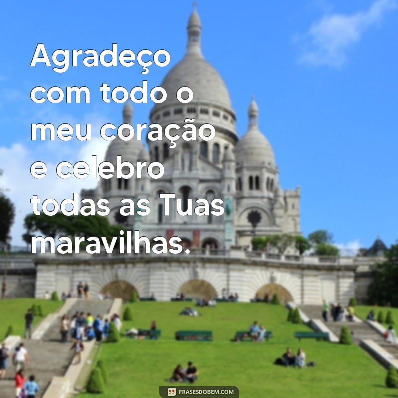 versículo de agradecimento Agradeço com todo o meu coração e celebro todas as Tuas maravilhas.