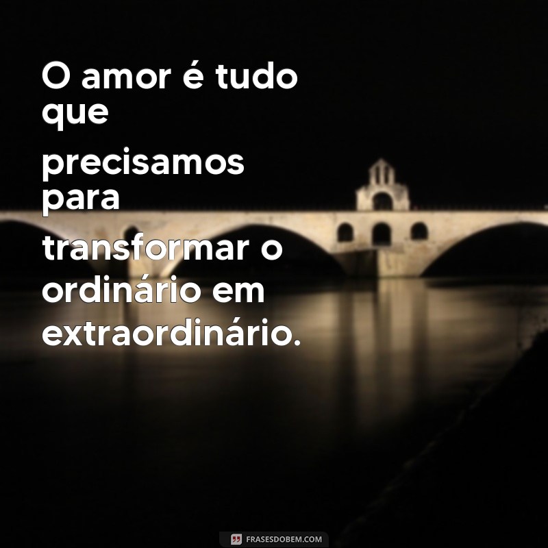 o amor é tudo frases O amor é tudo que precisamos para transformar o ordinário em extraordinário.