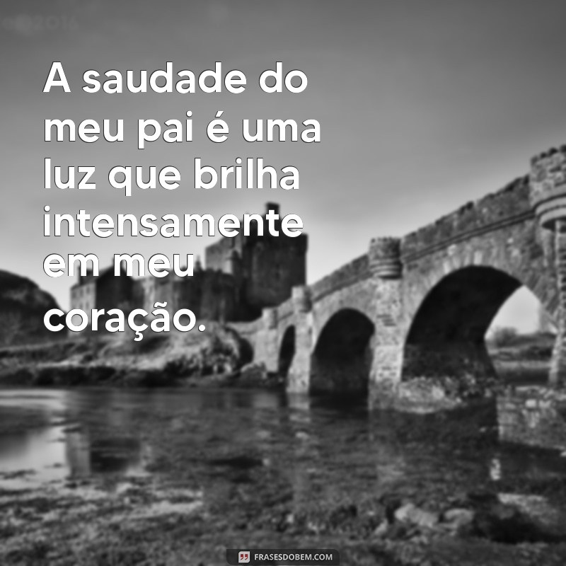 frases saudade pai falecido A saudade do meu pai é uma luz que brilha intensamente em meu coração.