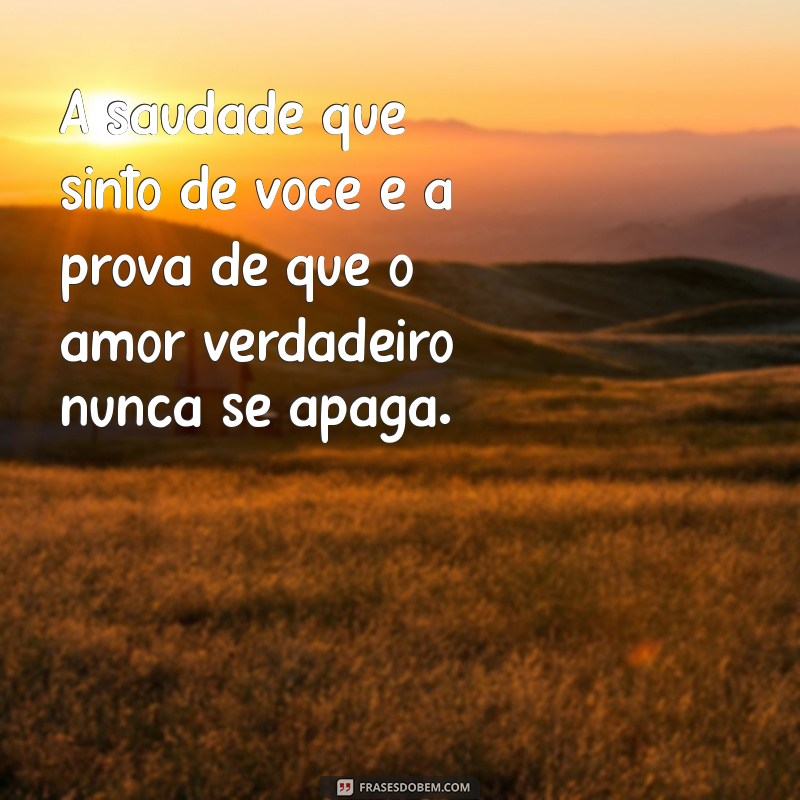 mensagem de saudades de amor A saudade que sinto de você é a prova de que o amor verdadeiro nunca se apaga.