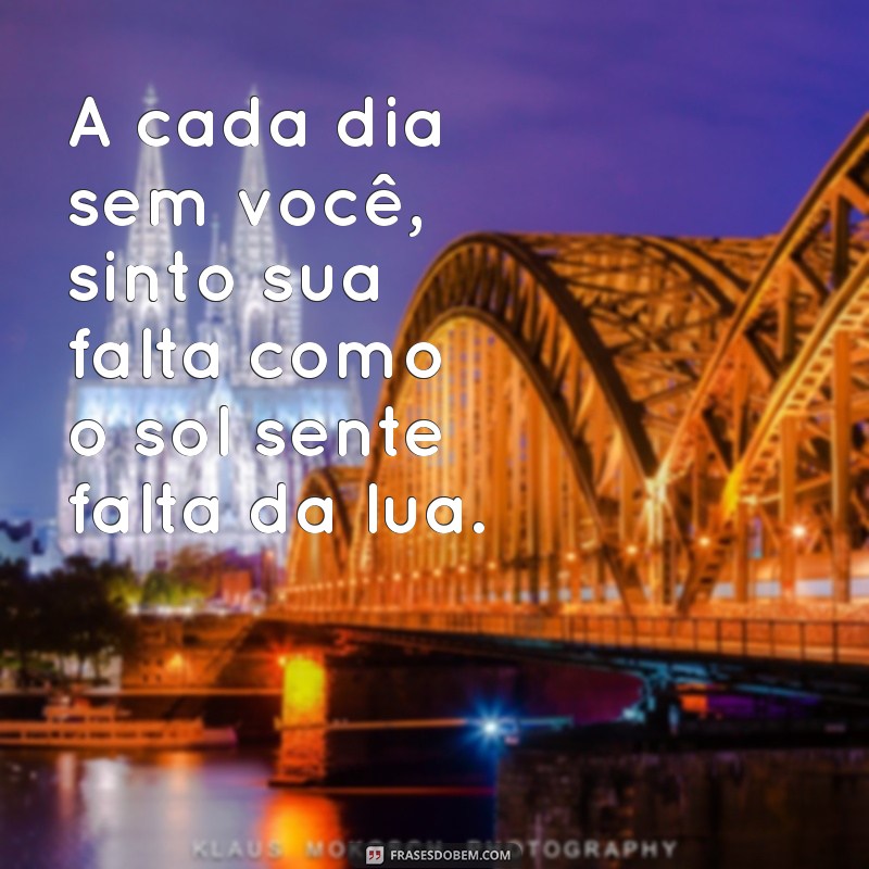 frases de saudade do marido A cada dia sem você, sinto sua falta como o sol sente falta da lua.