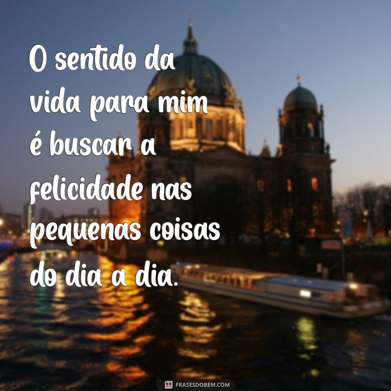 qual o sentido da vida para você O sentido da vida para mim é buscar a felicidade nas pequenas coisas do dia a dia.