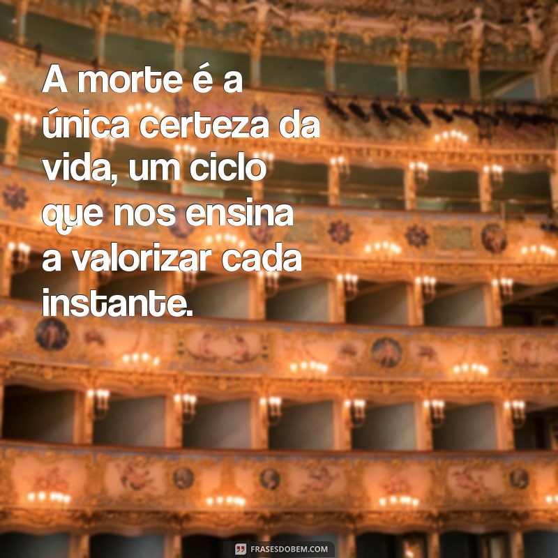 a morte A morte é a única certeza da vida, um ciclo que nos ensina a valorizar cada instante.