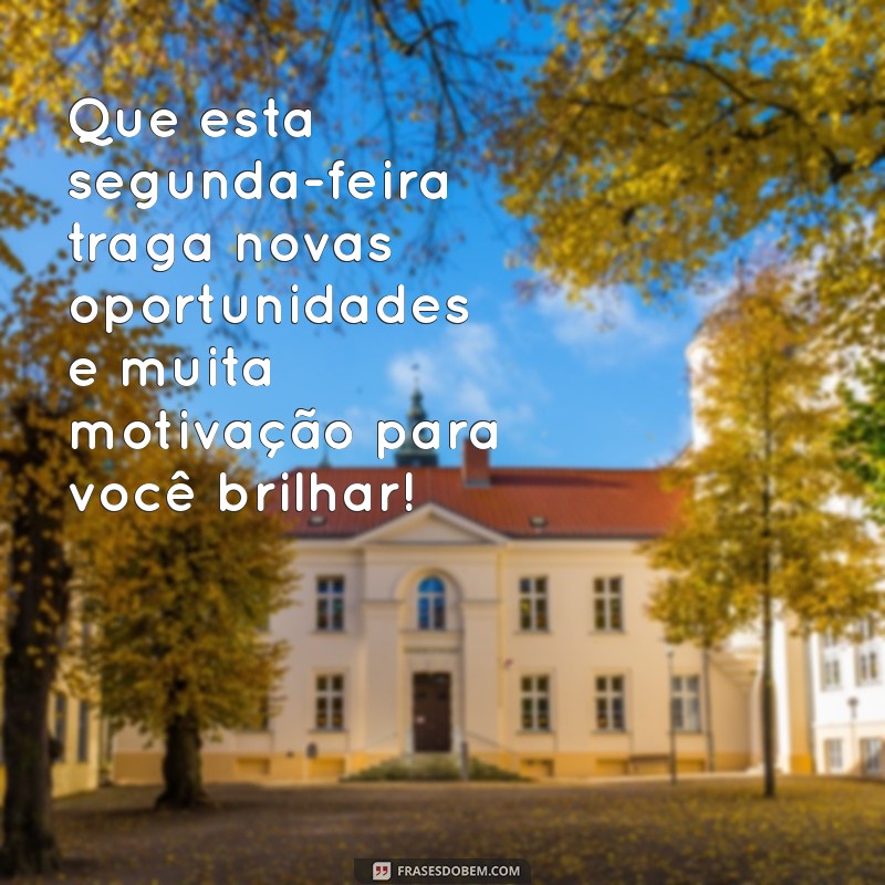 mensagens de ótima segunda-feira Que esta segunda-feira traga novas oportunidades e muita motivação para você brilhar!