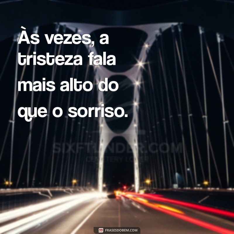 mensagem de tristeza para status Às vezes, a tristeza fala mais alto do que o sorriso.