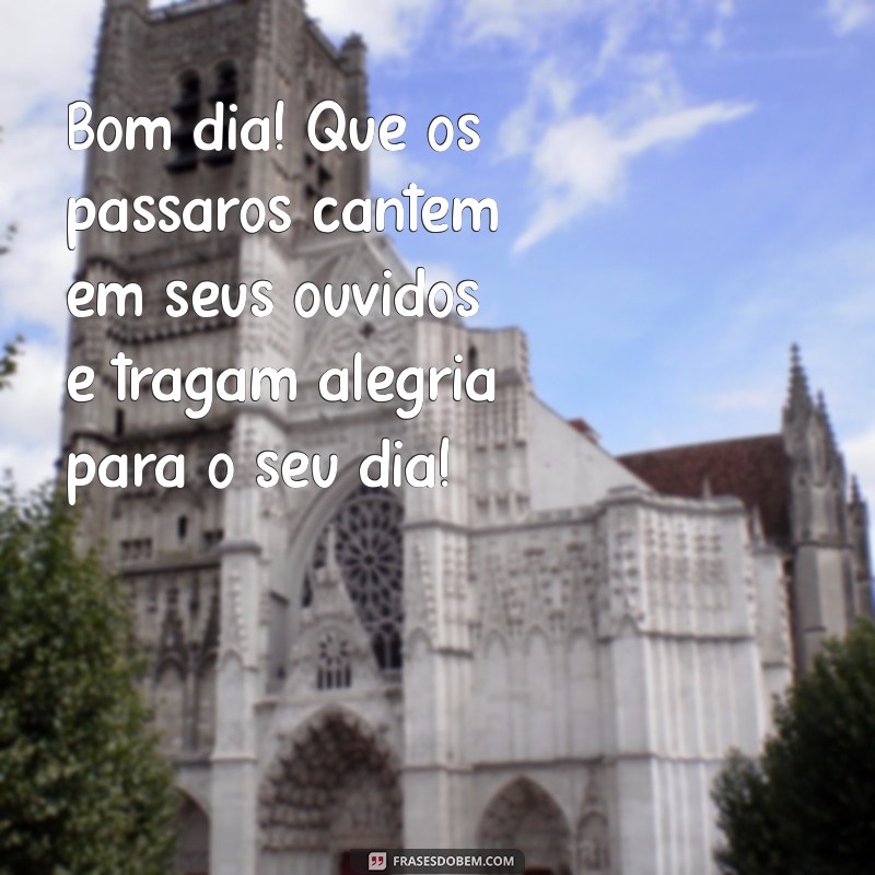 mensagem de bom dia com passarinho Bom dia! Que os pássaros cantem em seus ouvidos e tragam alegria para o seu dia!