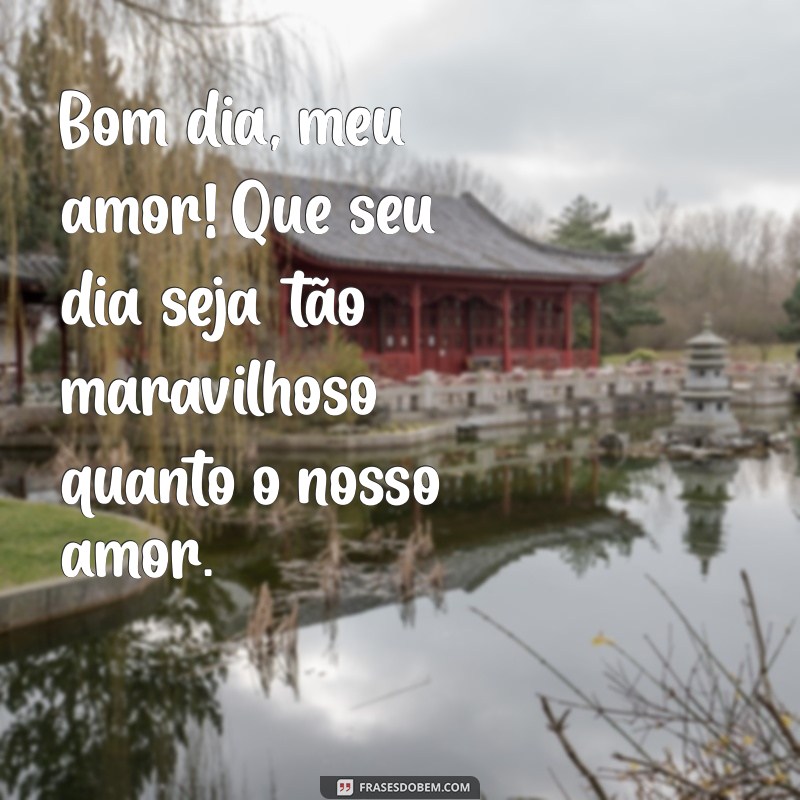 frases de bom dia para o marido Bom dia, meu amor! Que seu dia seja tão maravilhoso quanto o nosso amor.