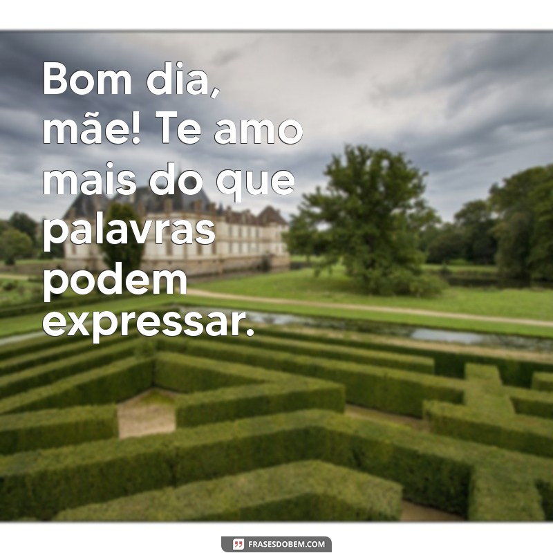 bom dia mãe te amo Bom dia, mãe! Te amo mais do que palavras podem expressar.