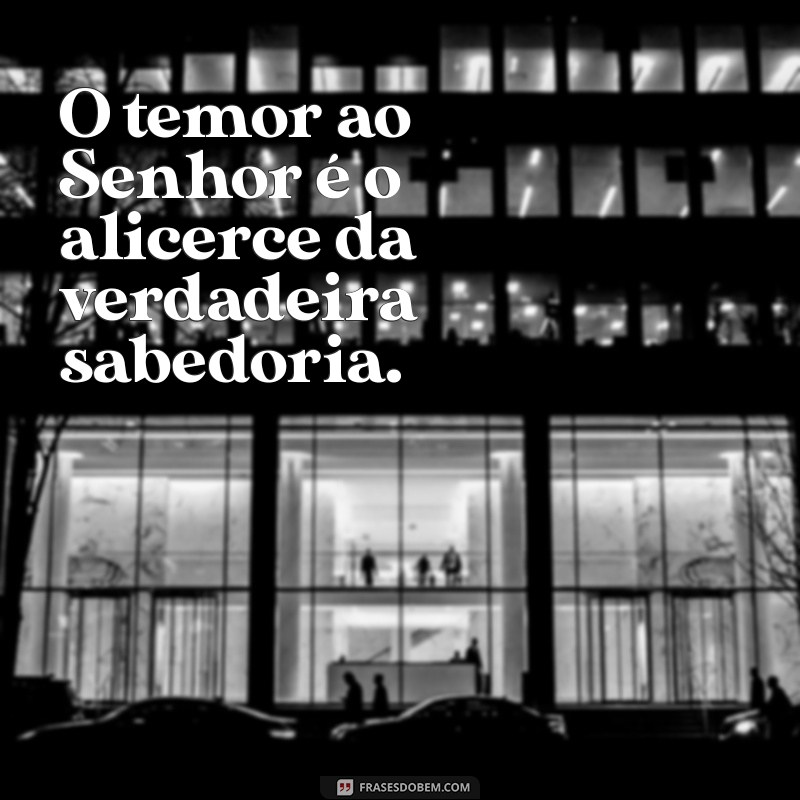 temor ao senhor principio da sabedoria O temor ao Senhor é o alicerce da verdadeira sabedoria.