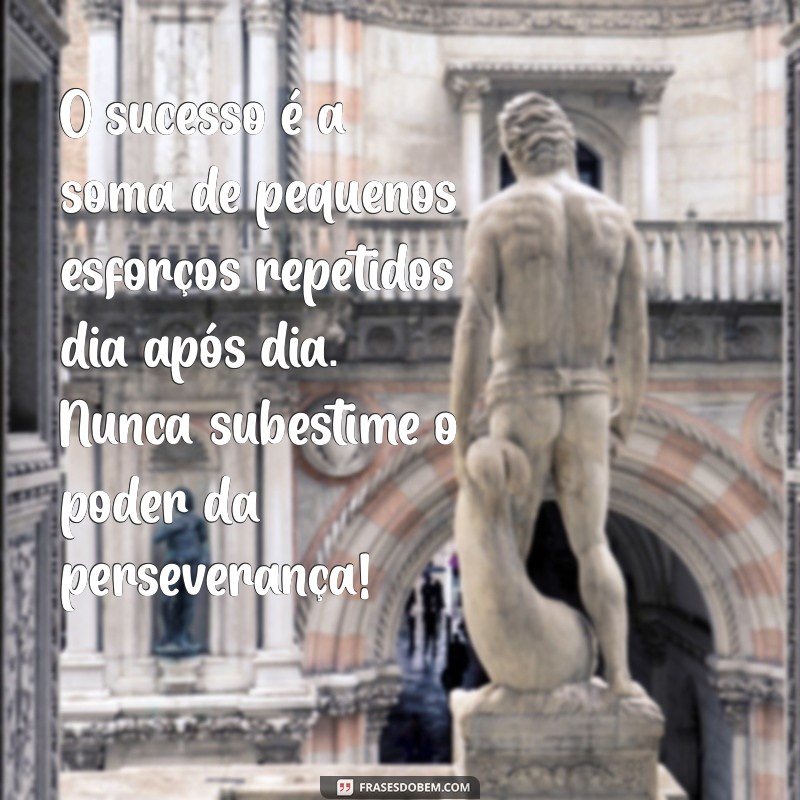 mensagem de sucesso para alunos O sucesso é a soma de pequenos esforços repetidos dia após dia. Nunca subestime o poder da perseverança!