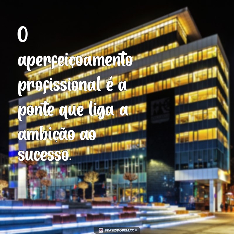 frases sobre aperfeiçoamento profissional O aperfeiçoamento profissional é a ponte que liga a ambição ao sucesso.