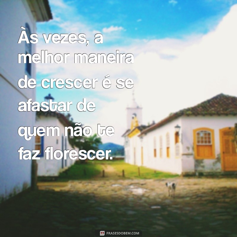 frases sobre se afastar de pessoas Às vezes, a melhor maneira de crescer é se afastar de quem não te faz florescer.