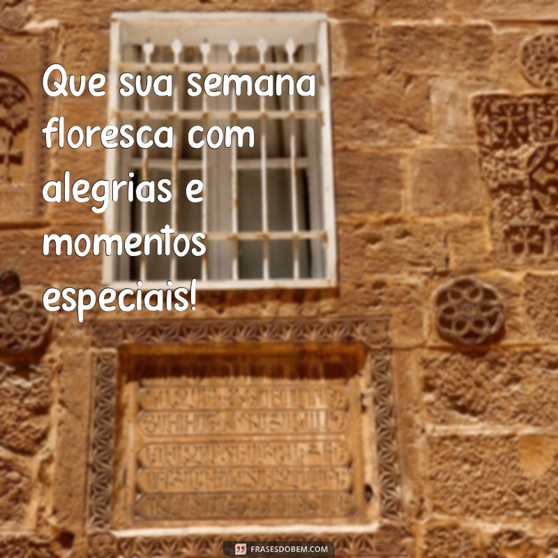 mensagem de boa semana com flores Que sua semana floresça com alegrias e momentos especiais!