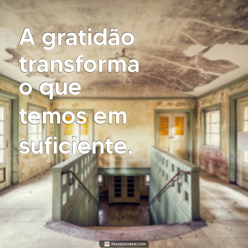 agradeça pelo que tem A gratidão transforma o que temos em suficiente.