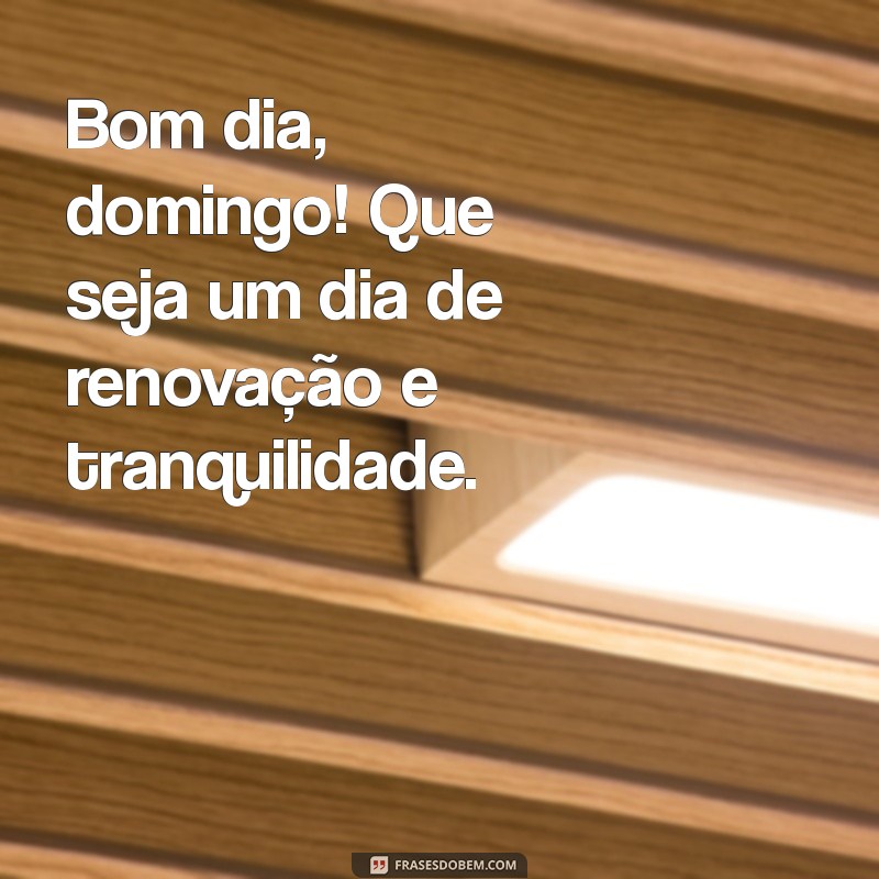 bom. dia domingo Bom dia, domingo! Que seja um dia de renovação e tranquilidade.