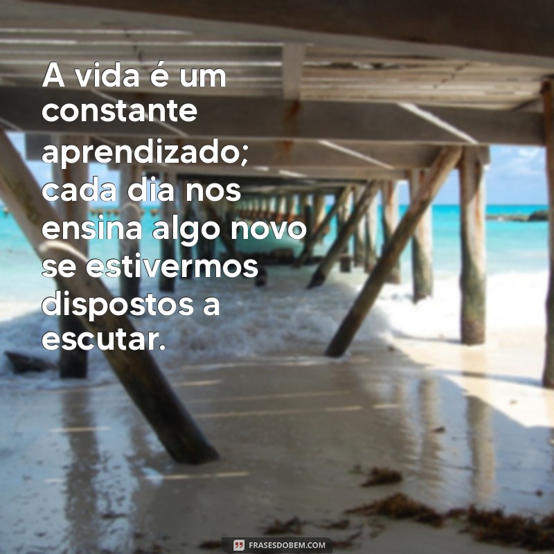 reflexão vida A vida é um constante aprendizado; cada dia nos ensina algo novo se estivermos dispostos a escutar.