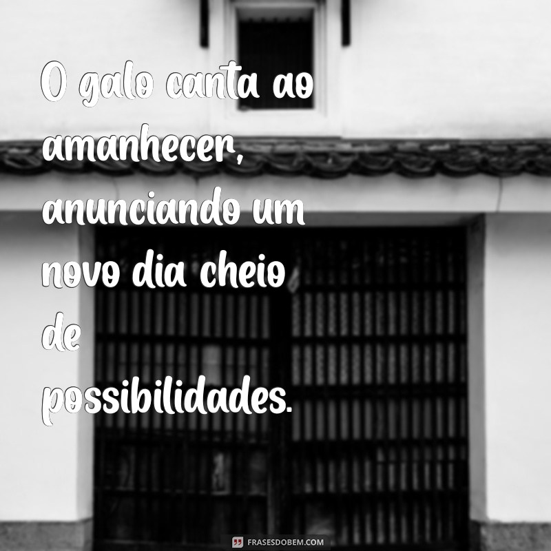 frases com galo O galo canta ao amanhecer, anunciando um novo dia cheio de possibilidades.