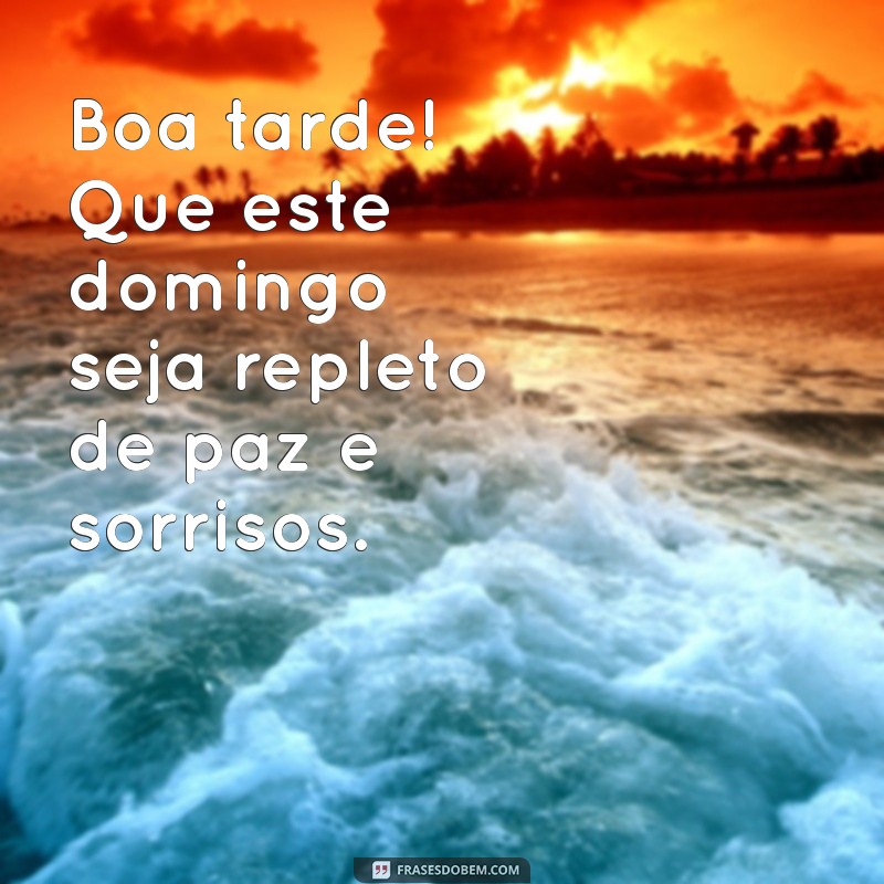 frases boa tarde domingo Boa tarde! Que este domingo seja repleto de paz e sorrisos.