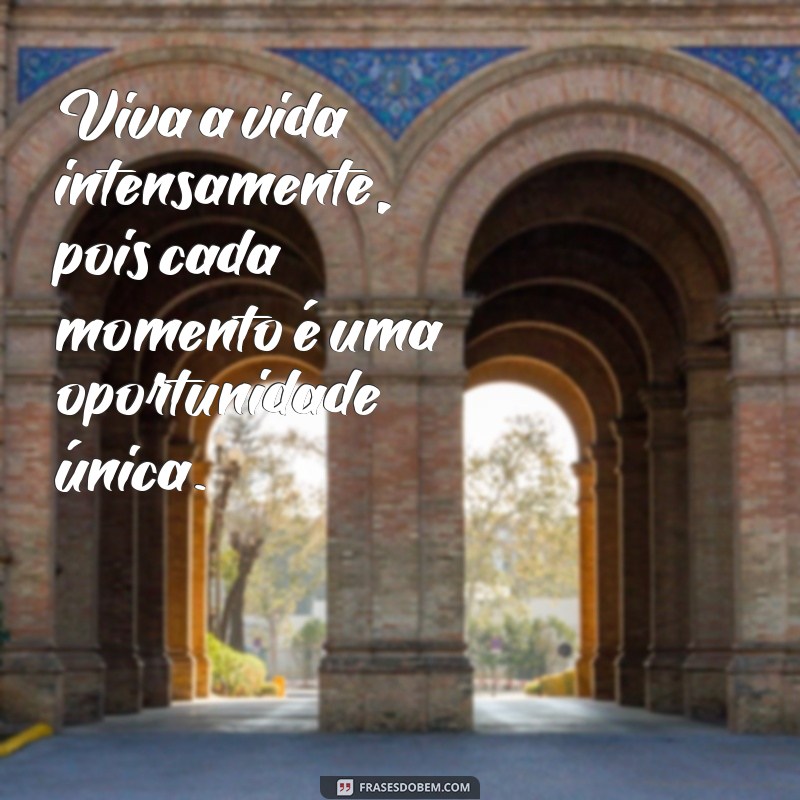 viva a vida intensamente e seja sua própria inspiração Viva a vida intensamente, pois cada momento é uma oportunidade única.