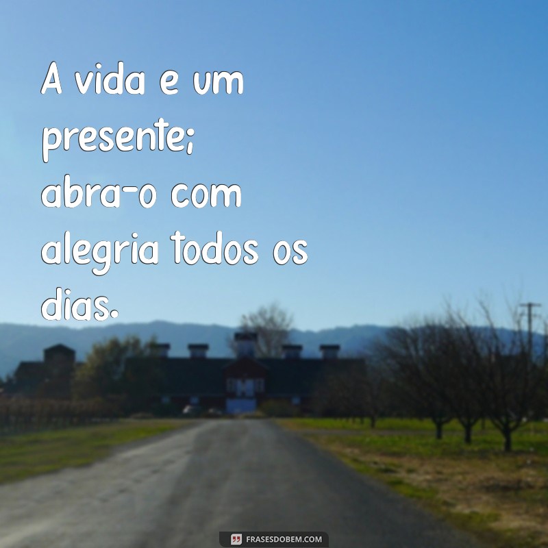 mensagem para aproveitar a vida A vida é um presente; abra-o com alegria todos os dias.