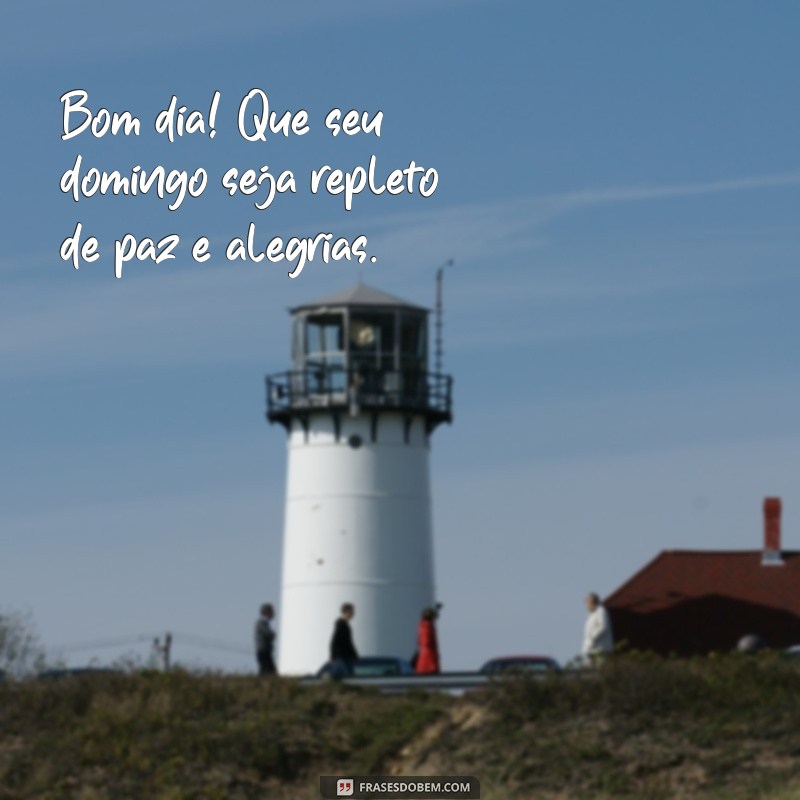 frases de bom dia bom domingo Bom dia! Que seu domingo seja repleto de paz e alegrias.