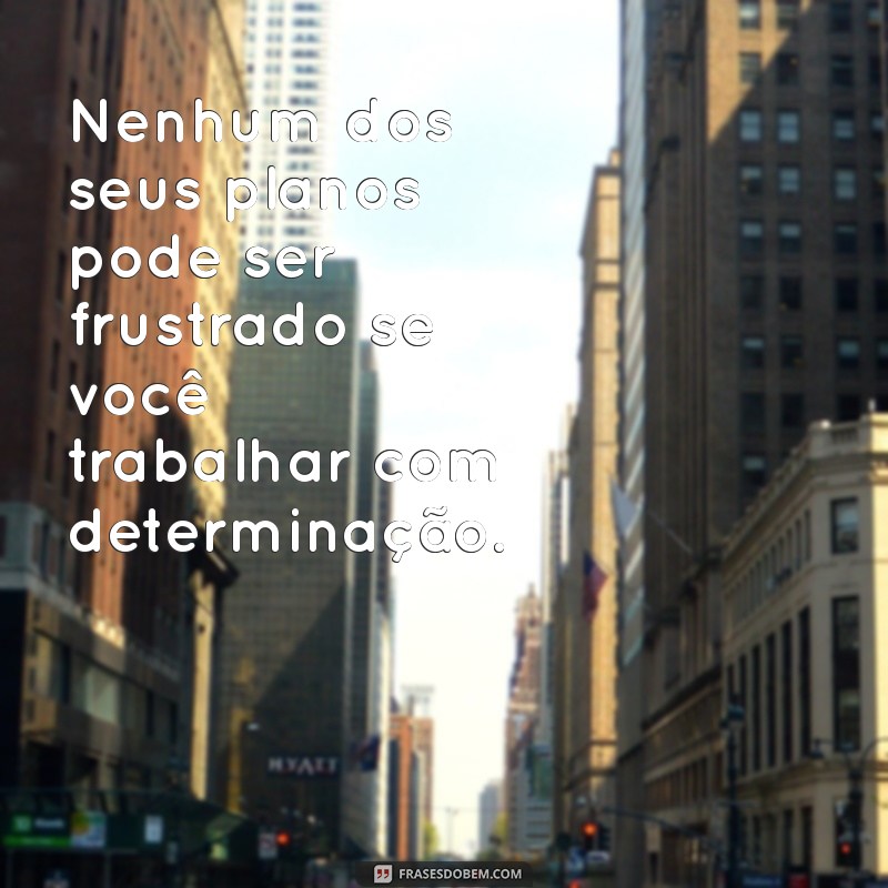 nenhum dos seus planos podem ser frustrados Nenhum dos seus planos pode ser frustrado se você trabalhar com determinação.