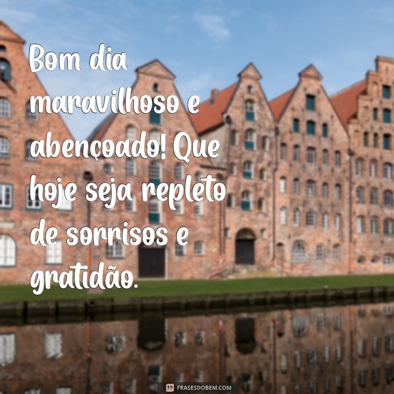 bom dia maravilhoso e abençoado Bom dia maravilhoso e abençoado! Que hoje seja repleto de sorrisos e gratidão.