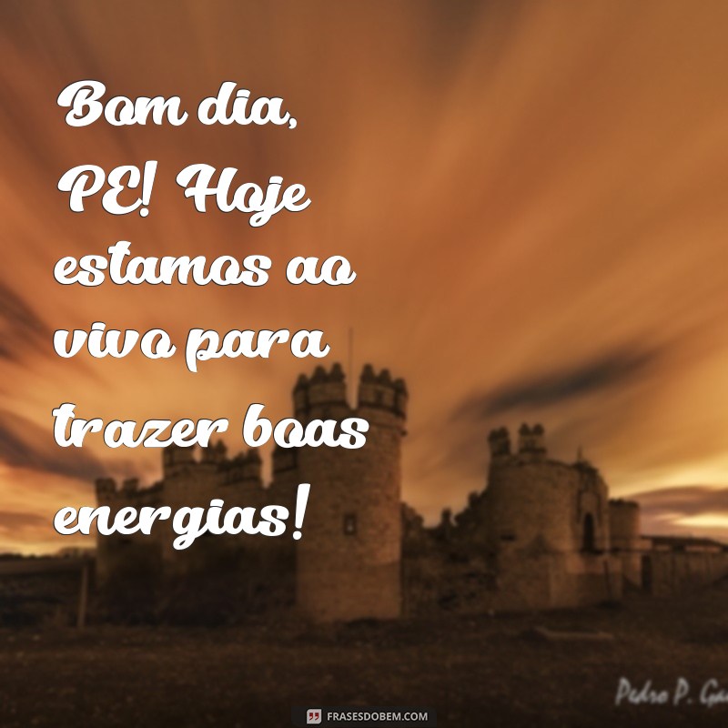 bom dia pe ao vivo hoje Bom dia, PE! Hoje estamos ao vivo para trazer boas energias!