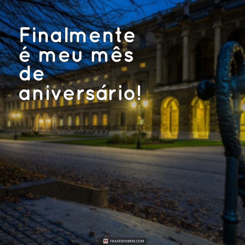 frases meu mês de aniversário Finalmente é meu mês de aniversário!