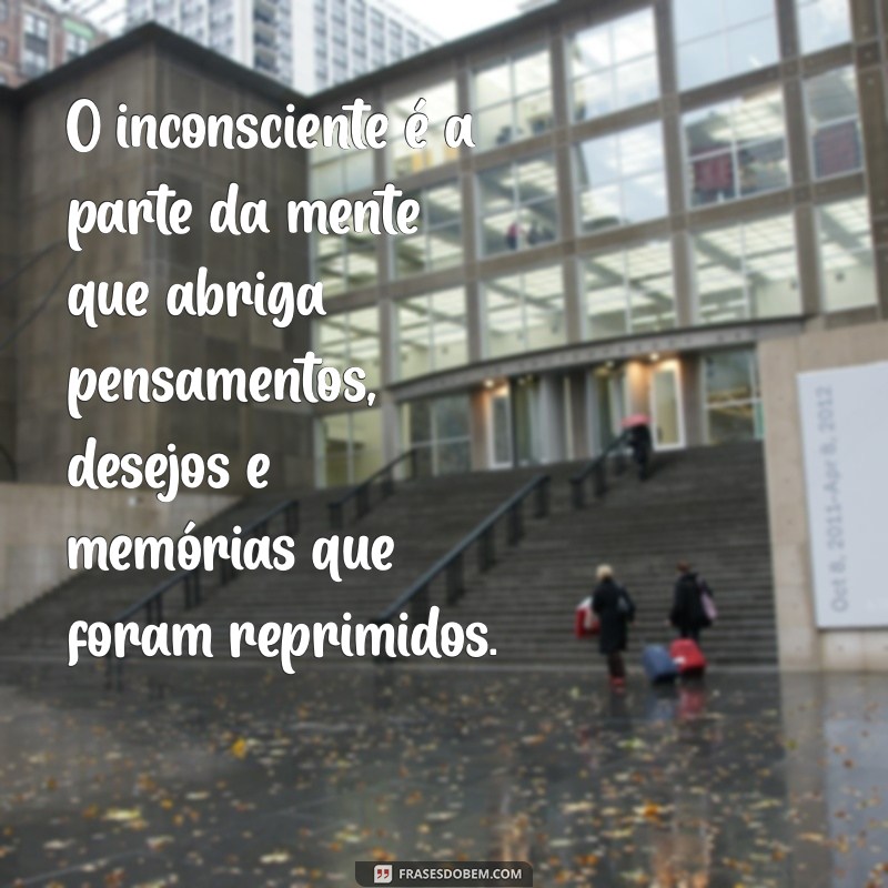 o que é inconsciente para freud O inconsciente é a parte da mente que abriga pensamentos, desejos e memórias que foram reprimidos.