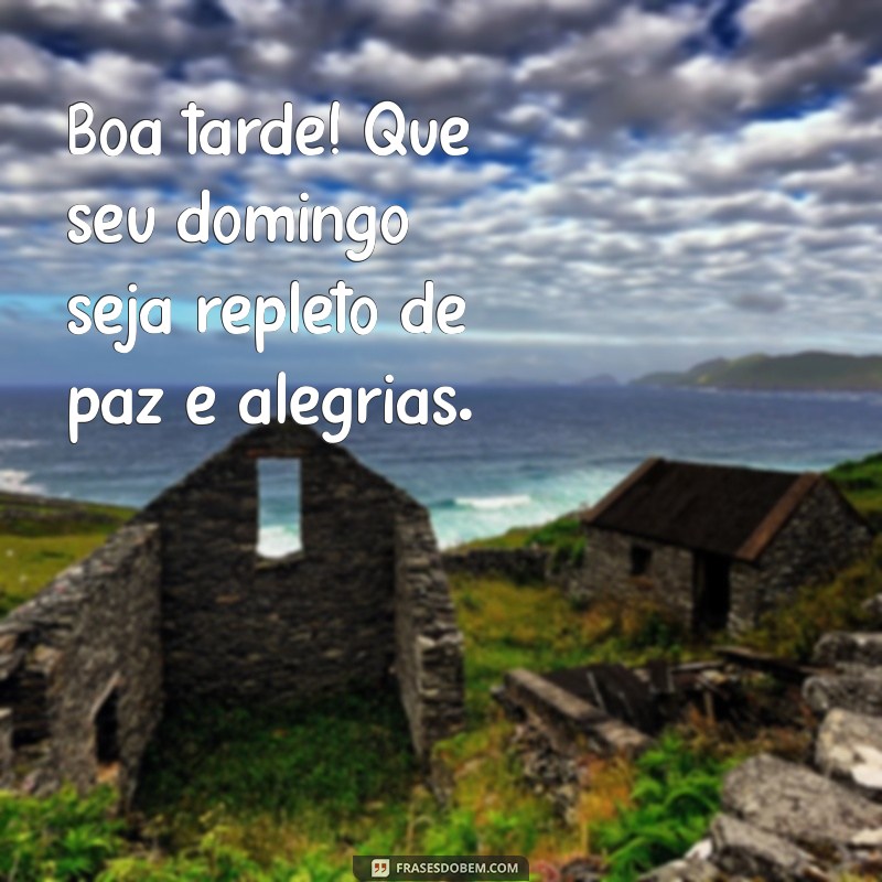 boa tarde feliz domingo Boa tarde! Que seu domingo seja repleto de paz e alegrias.